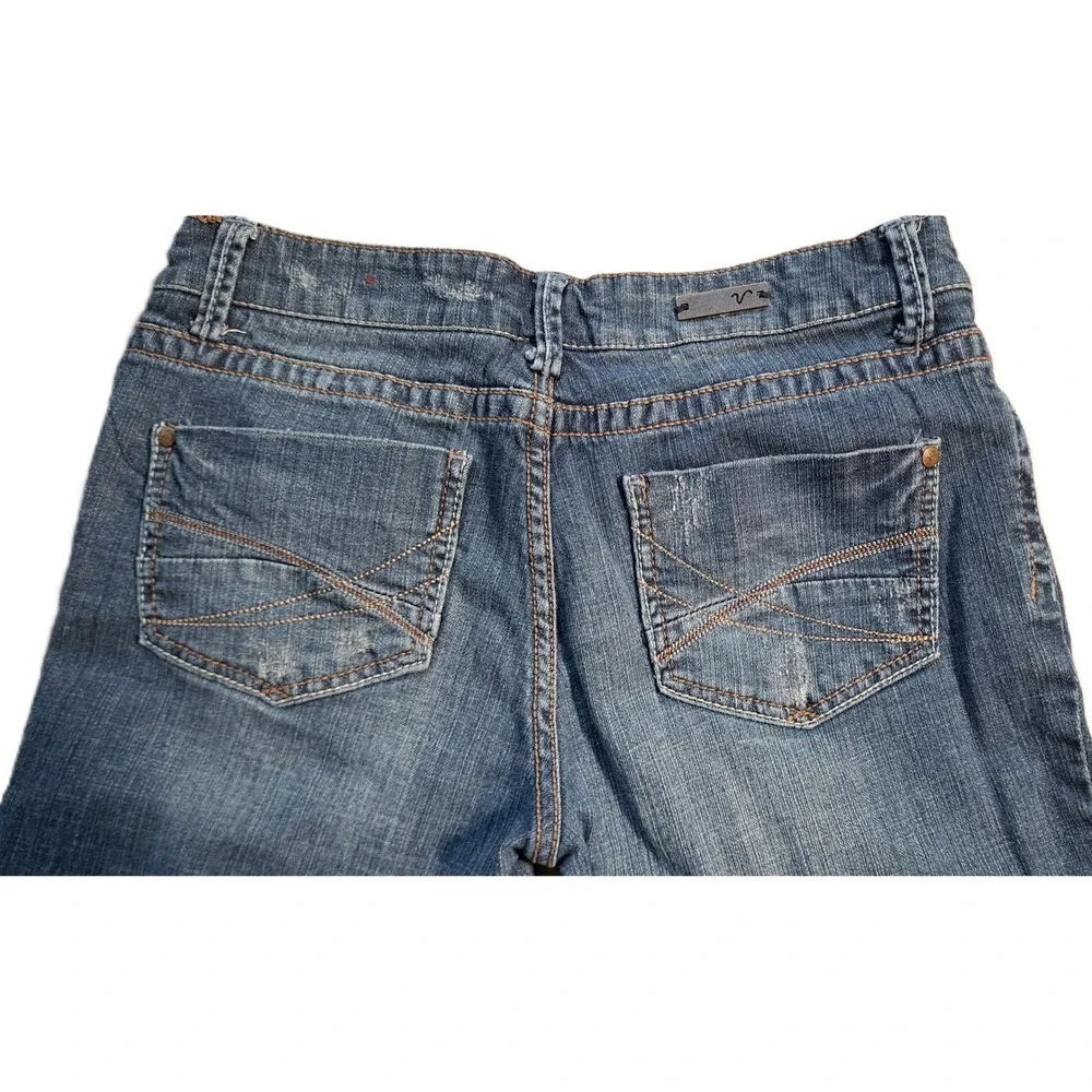 Vanity Bootcut Jeans Y2K Womens‎ 28x29 Medium Wash Distressed Low Rise Denim